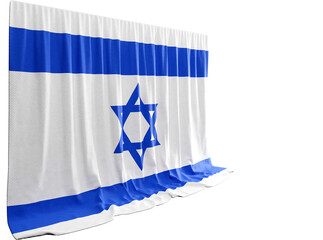Hebrew Flag Curtain in 3D Rendering Embracing Israel's Cultural Richness