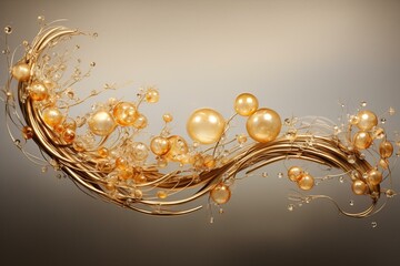 a golden cascade with sugary, twirling beads of fluid and a rippling movement. Generative AI