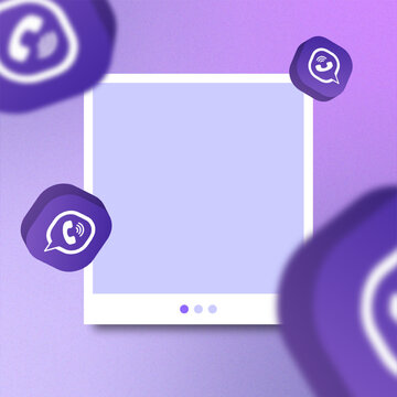 Lombok, Indonesia - August 17, 2023: Square frame with 3d viber logo illustration. Join us on viber concept.