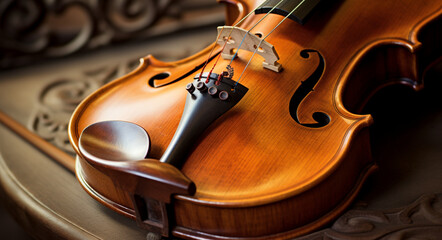 Close up of violin - obrazy, fototapety, plakaty