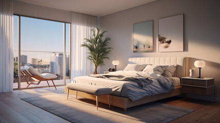 interior design, bedroom with bed, interior of a bedroom