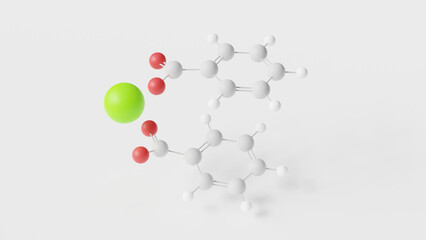 calcium benzoate molecule 3d, molecular structure, ball and stick model, structural chemical formula food additive e213