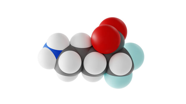 eflornithine molecule, vaniqa molecular structure, isolated 3d model van der Waals