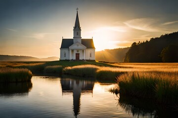 Obraz premium church on the lake