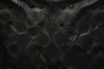 A leather textile in monochrome with minuscule perforations. Generative AI