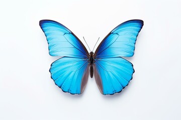 A light blue butterfly isolated on a white background. Generative AI