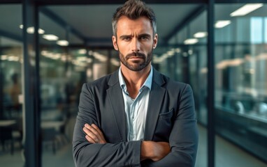 Old professional businessman in office background