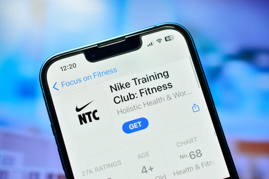 New Delhi, India 4 September 2023:- Nike training app on iphone 13 used to take online fitness classes