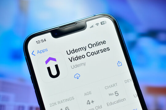 New Delhi, India 4 September 2023:- Udemy app on iphone used to study course online