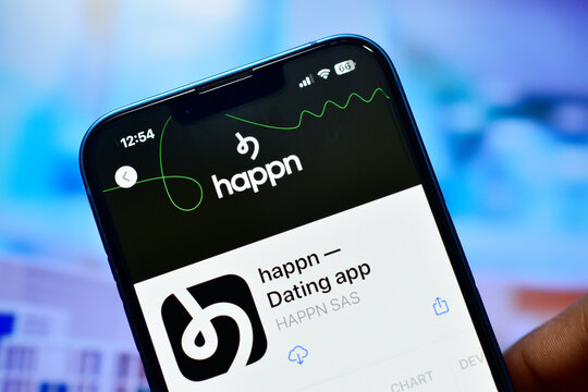 New Delhi, India 4 September 2023:- Happn app on iphone 13 used to date and make friends online