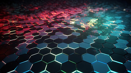 Fototapeta premium Abstract background with hexagonal tiles. Tech styled hex pattern.