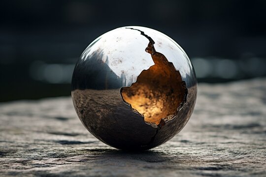 a picture of a small metallic sphere. Generative AI