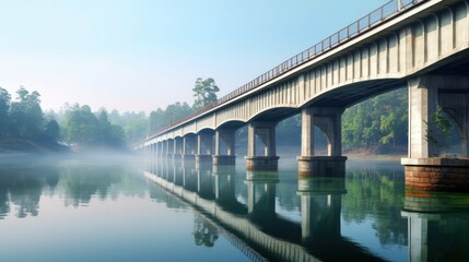 Beautiful long bridge with forest view 