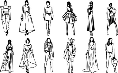 set of silhouettes fashion