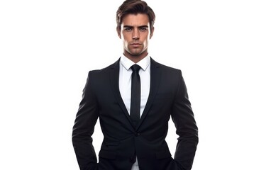 Serious businessman isolated on white background