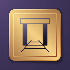 Purple Gold mine icon isolated on purple background. Gold square button. Vector