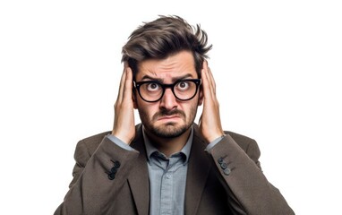 Businessman look stress moment in office background