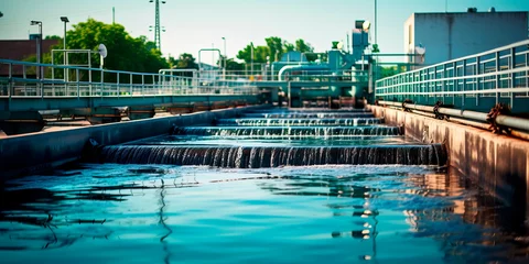 Foto op Canvas Industrial wastewater treatment plant purifying water before it is discharged. Generative Ai © Лилия Захарчук
