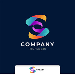 Letter S colorful gradient logo template