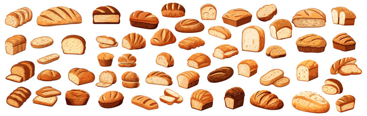 illustration cartoon vector of a bread bundle set. isolated on a background. eps 10