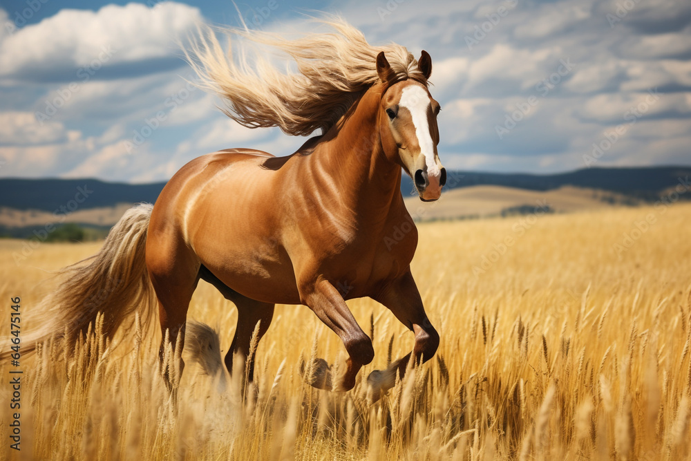 Wall mural a horse running in the meadow