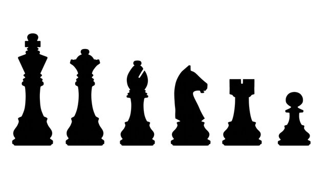 Chess pieces, chess pieces silhouette, pawn rook knight bishop queen king