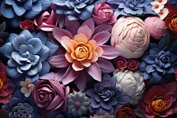 Seamless flower artwork. Generative AI