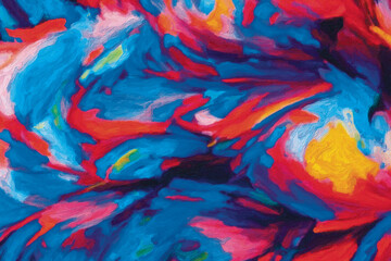 Fototapeta na wymiar Multi-stroke abstract art, thick paint, random brush stroke, very colorful