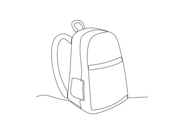 Side view of a backpack. School bag one-line drawing