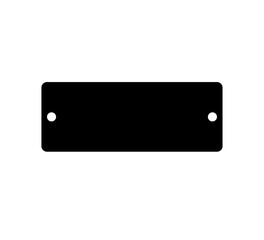 Vector isolated one single rectangle nameplate tag label with two holes shape colorless black and white outline sinhouette shadow shape