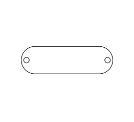 Vector isolated one single rectangle nameplate tag label rounded with two holes shape colorless black and white contour line easy drawing