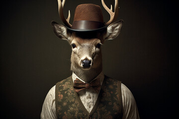 a cool deer wearing a hat