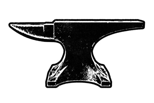 Classic anvil retro stencil illustration stamp with distressed grunge texture isolated on transparent background