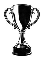 Trophy retro stencil illustration stamp with distressed grunge texture isolated on transparent background