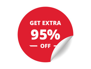 Get Extra 95% off Sale. 95 Percent circle sticker banner, badge symbol vector illustration