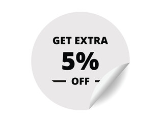 Get Extra 5% off Sale. 5 Percent circle sticker banner, badge symbol vector illustration