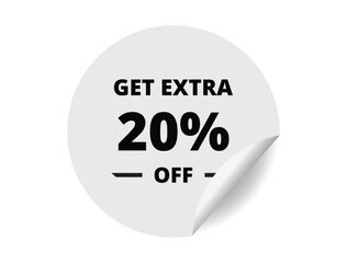 Get Extra 20% off Sale. 20 Percent circle sticker banner, badge symbol vector illustration