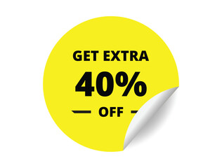 Get Extra 40% off Sale. 40 Percent circle sticker banner, badge symbol vector illustration