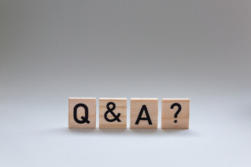 Questions and answers wooden blocks close-up