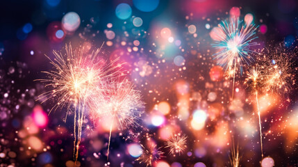 Obraz na płótnie Canvas Festive Fireworks Celebration