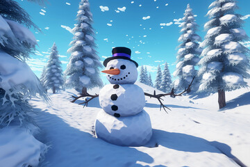 Fototapeta premium snowman on the snow