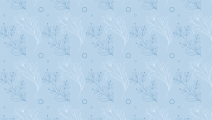 Ditsy pattern  floral seamless texture. Abstract background with simple small blue flowers, leaves. Liberty style wallpapers. Subtle ornament. Elegant repeat design for decor, fabric, print