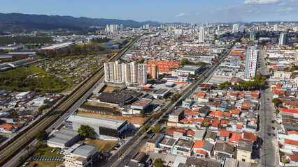 Visão aérea da cidade de Mogi das Cruzes, SP, Brasil.