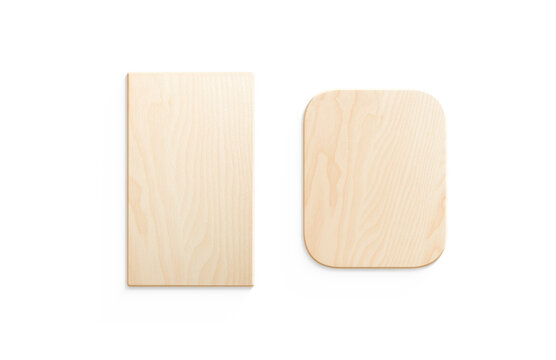 Blank rectangle wood plate mockup set, top view