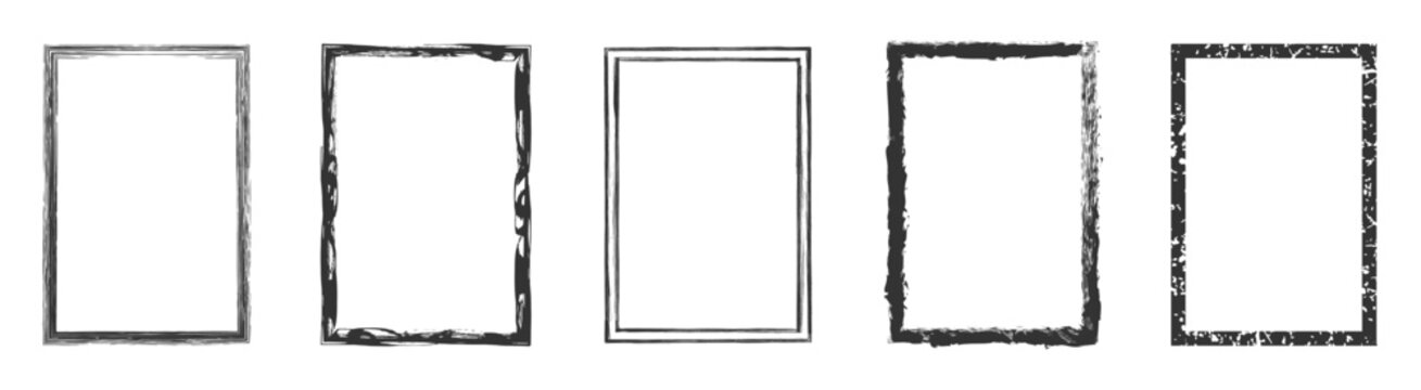 Grunge frame set, grounge border rectangle collecton – vector