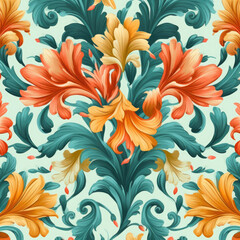 Fototapeta na wymiar Floral Seamless pattern wallpaper, AI Generated