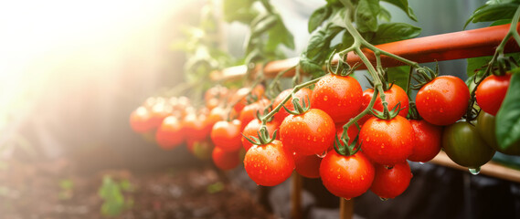 Ripe tomato plant growing in greenhouse - Powered by Adobe