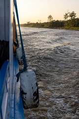 Sunrise on board a ferry on the Amazon river to Manaus - Traveling Brazil, South America