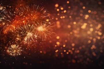 Obraz premium Happy new year celebration with fireworks background.