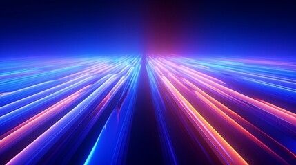 Abstract neon background with flashing ascending lines in a 3D style. amazing wallpaper